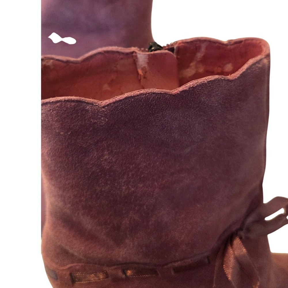 Guess Dora Ankle Boots Pink Suede Bow Detail Block Heel Women's Size 8M - Picture 7 of 13